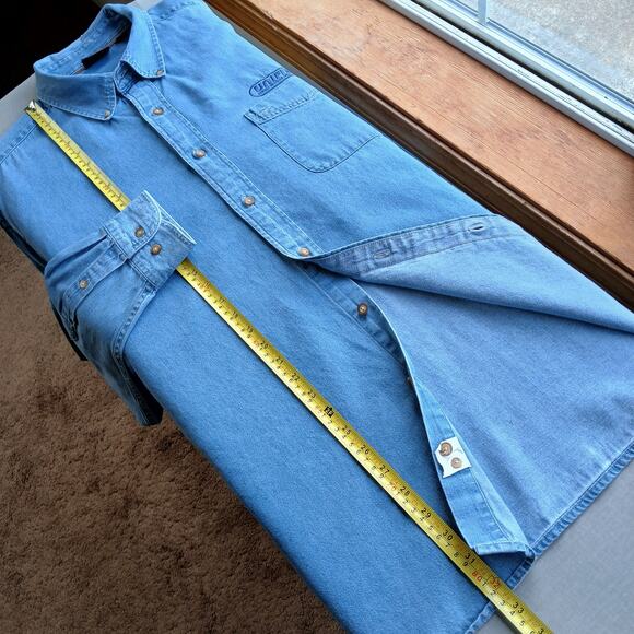 Harriton Long-Sleeve Light Denim Shirt Mens 2XL cotton work Unified Grocers - Picture 13 of 14